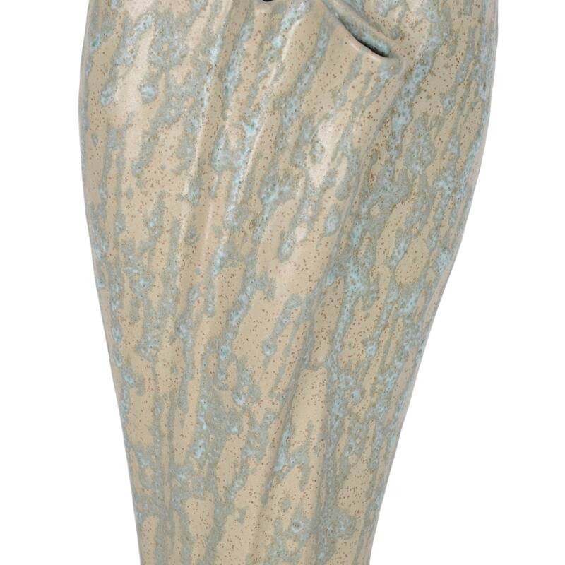 Ceramic Decorative Vase with Textured Wavy Design Modern Home Accent