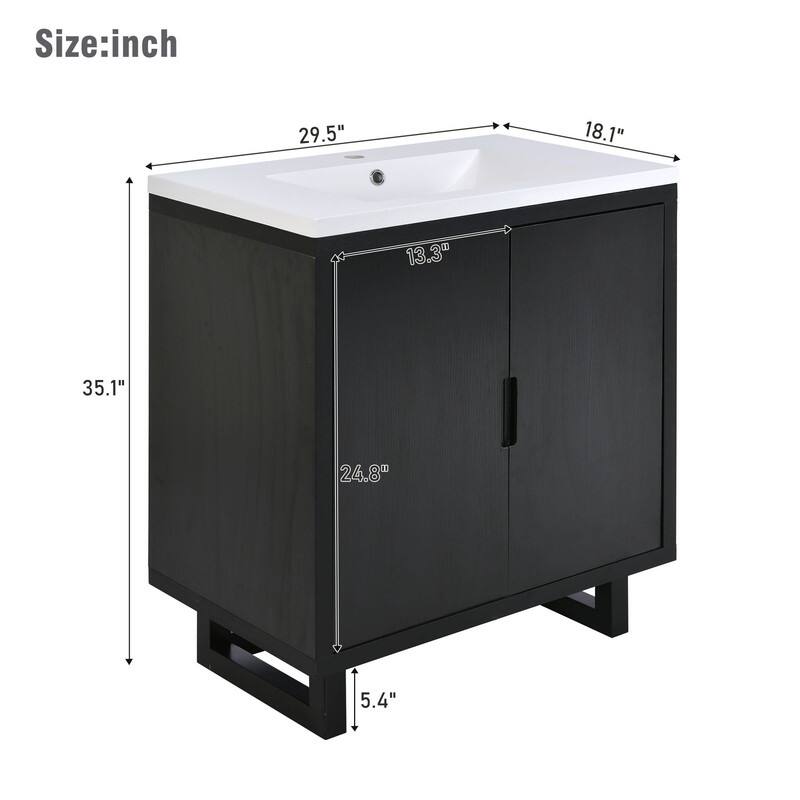 Solid Wood Frame 30" Bathroom vanity Set with Sink