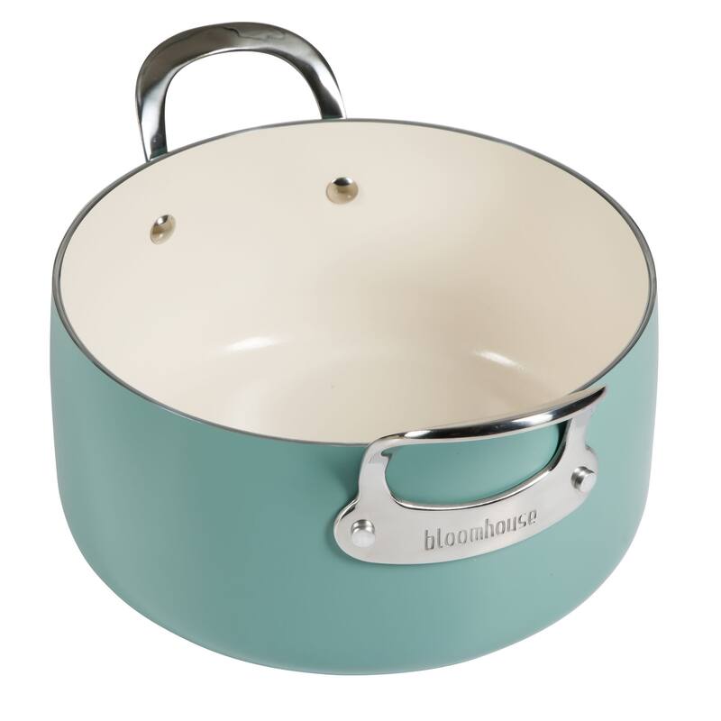 Bloomhouse 6-QT Aluminum Dutch Oven w/ Non-Stick Non-Toxic Ceramic Interior and Ceramic Steamer Insert
