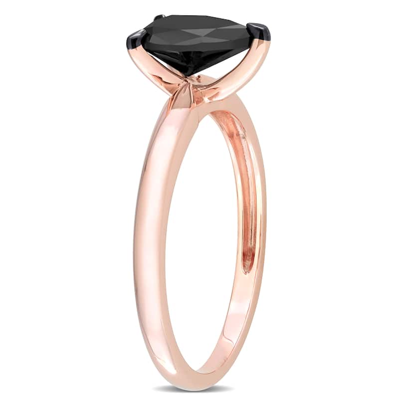 Miadora 1ct TDW Pear-cut Black Diamond Solitaire Engagement Ring in 14k Rose Gold