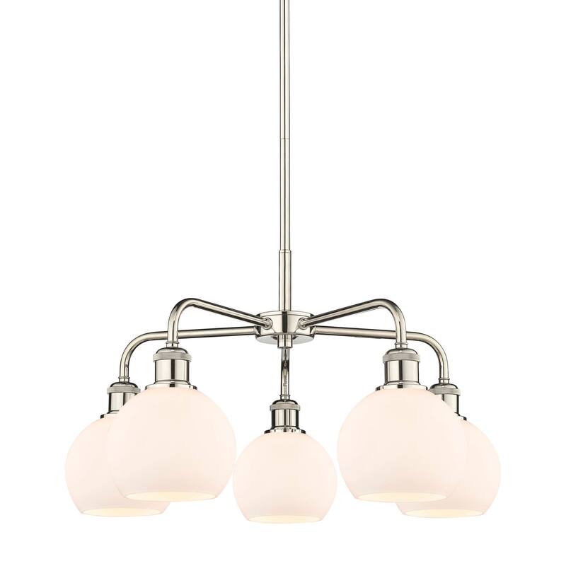 Innovations Lighting 516-5CR-15-24 Athens Chandelier Athens 5 Light - Polished Nickel / Matte White