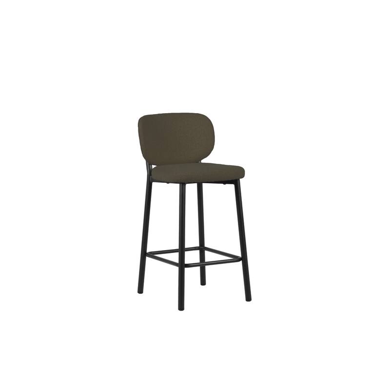 Rye Studio Boucle Chairs with Black Steel Legs, Set of 2 - Cedar - Counter Height