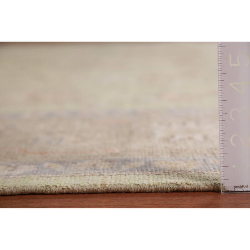 Hand Knotted Oriental 100% Wool Carpet Transitional All-Over Green Oushak Area Rug - 11' 11'' X 8' 10''