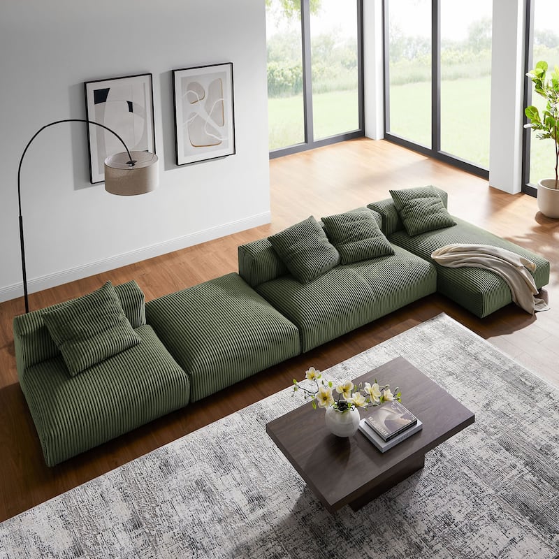 Solace 4-Piece Modular Corduroy Upholstered Sectional Sofa