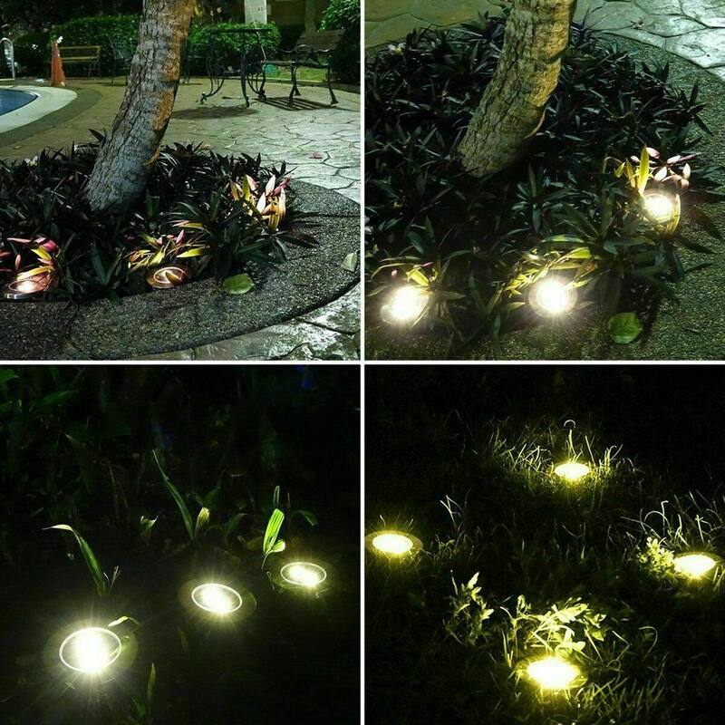 4pc 8 LED Solar Power Buried Light In-Ground Lamp Outdoor