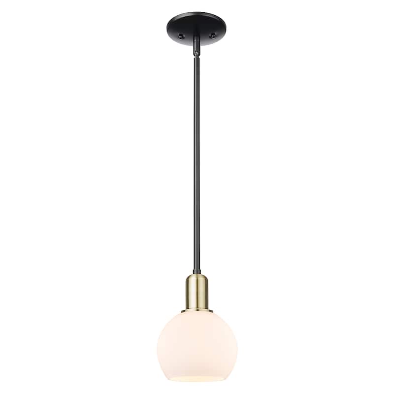Innovations Lighting Endless Possibilities Arcadia - Athens - 1 Light 6" Stem Hung Mini Pendant - Black Antique Brass/Matte White