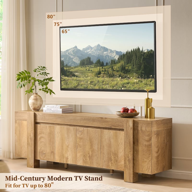 Modern Farmhouse TV Stand, Wood Entertainment Center for Living Room