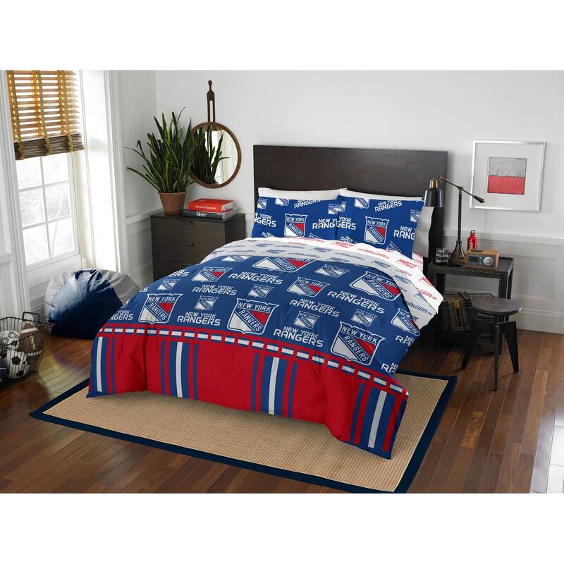 NHL New York Rangers Rotary 5 Piece Full Bed in a Bag Set