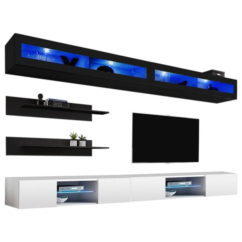 Fly I2 33TV Wall Mounted Floating Modern Entertainment Center - Black/White