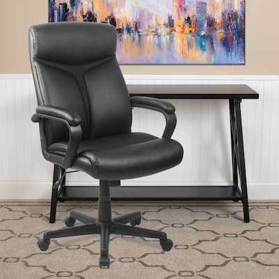 High Back LeatherSoft Executive Swivel Office Chair w/ Slight Mesh Accent