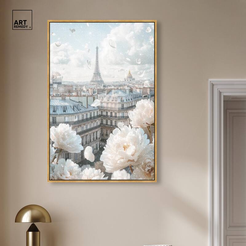 Peonies Over Paris Canvas by Art Remedy