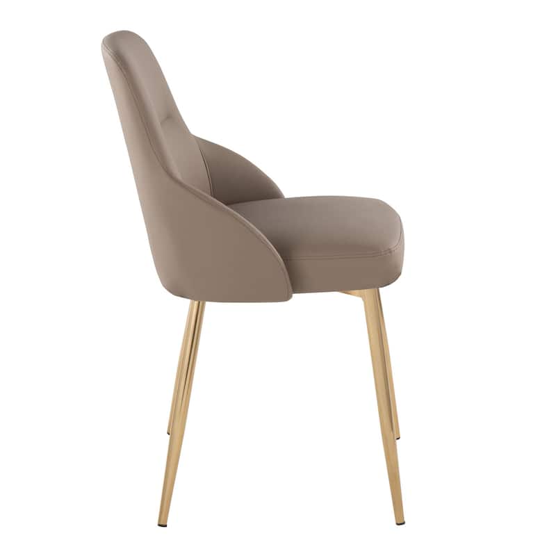 York Upholstered Contemporary Chair in Gold Metal - Set of 2