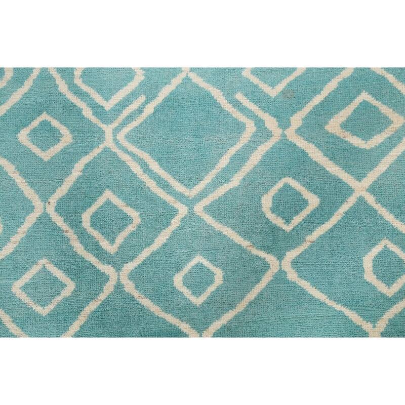 Vegetable Dye Contemporary Trellis Moroccan Wool Area Rug Hand-knotted - 6'5" x 9'7"