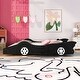 preview thumbnail 1 of 23, Full Size Race Car-Shaped Platform Bed with Wheels Wooden Platform Bed Frame with Support Slats, Twin Floor Bed Black