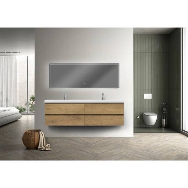 71 Inch Wall Mounted Double Bathroom Vanity With Vanity Top - Bed Bath ...