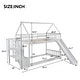 preview thumbnail 14 of 25, Wooden Modern Twin over Twin House Bunk Bed with Slide and Storage Staircase, Featuring a pitched roof and wall section.