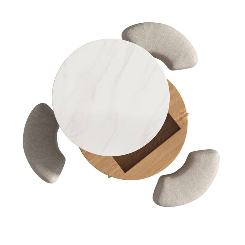 31.5'' Modern Round Lift-Top Coffee Table Set with Storage & 3 Ottomans