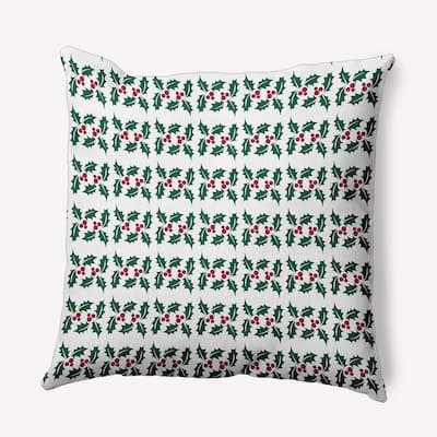 Holly Stripes Indoor/Outdoor Christmas Throw Pillow