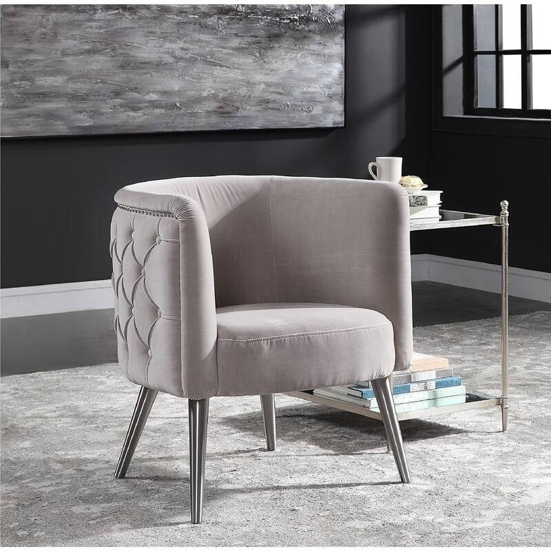 31" Haider Diamond Tufted Half Barrel Accent Chair with Nailhead Trim