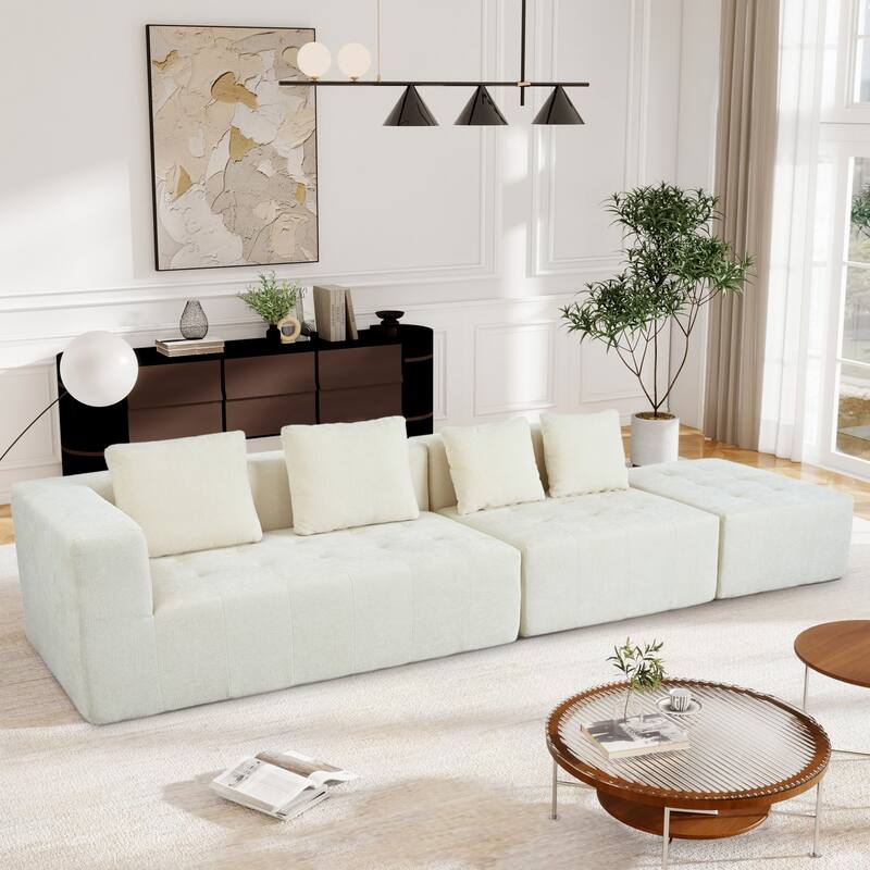 Modern 3-Piece U-StyleLarge Removable Modular Sofa with 4 Cushions