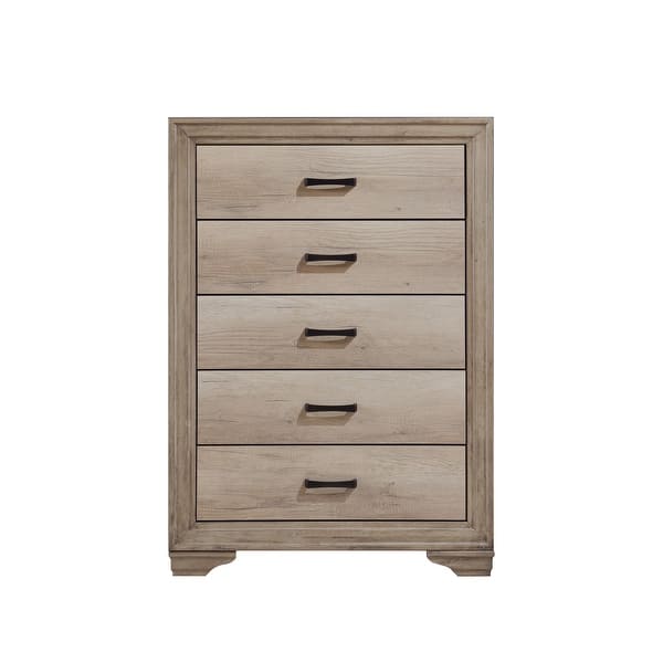 slide 2 of 5, Chest of 5 Drawers w Black Hardware Bedroom Furniture Natural - 5-drawer