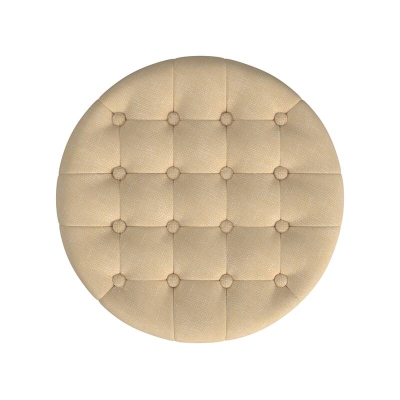 Carson Carrington Hare Button-tufted Round Storage Ottoman