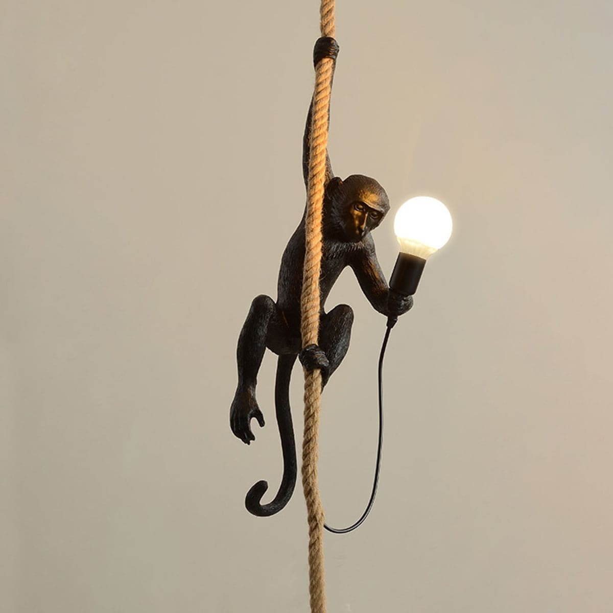 Vintage Resin Hemp Rope Monkey Pendant Light Fixture Chandelier Industrial Retro Ceiling Pendant Lamp Pendant black Bed Bath Beyond 36905769