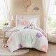 preview thumbnail 17 of 35, Intelligent Design Kids Madeline Floral Reversible Tufted Chenille Comforter Set with Flower Throw Pillow White/Purple - Twin