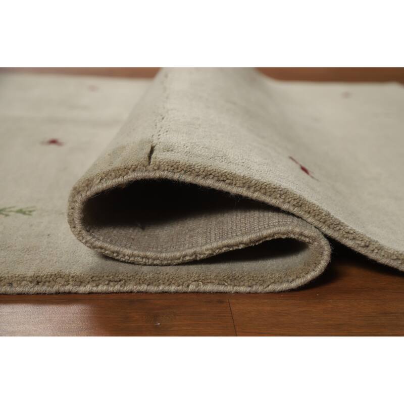 Hand Knotted Oriental 100% Wool Carpet Tribal Animal Pictorial Beige & Ivories Gabbeh Area Rug - 6' 4'' X 4' 7''
