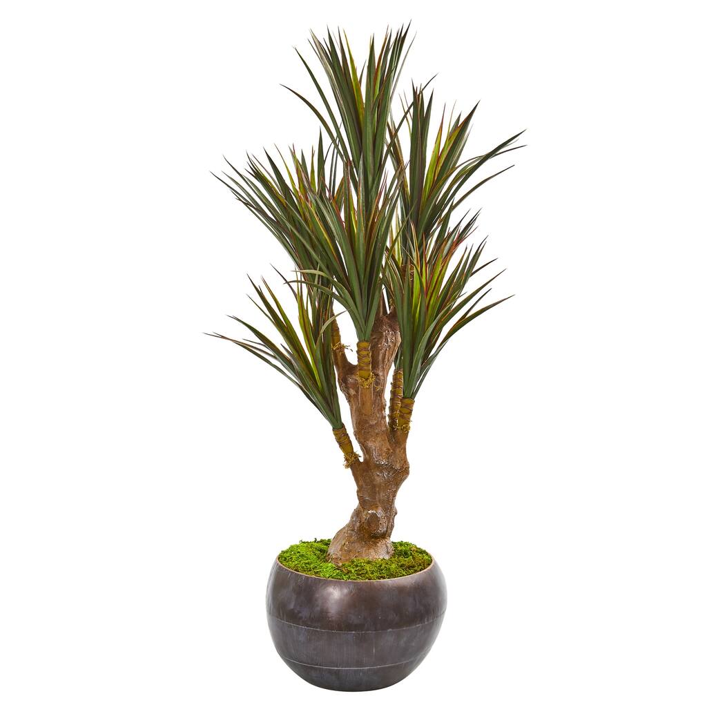 47in Yucca Artificial Tree in Decorative Planter with UV Resistant Realistic Green Leaves for Office or Home Decor