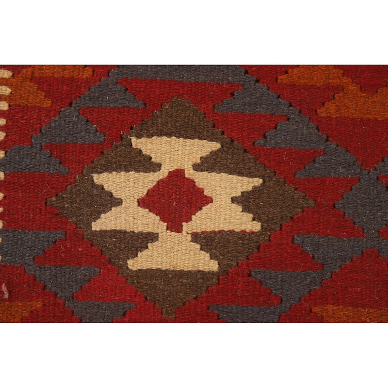 Reversible Tribal Kilim Oriental Rug Hand-woven Bedroom Wool Carpet - 6'3" x 9'10"