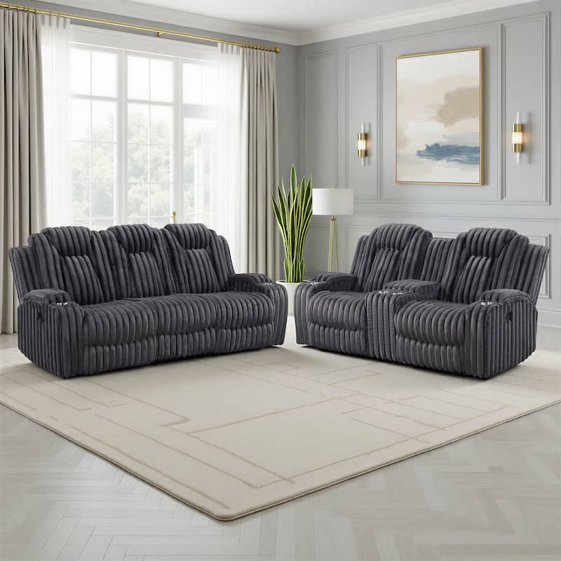 Brynda Corduroy 2-Piece Manual Double Reclining Sofa Sets