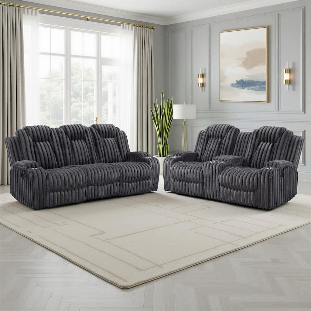 Brynda Corduroy 2-Piece Manual Double Reclining Sofa Sets