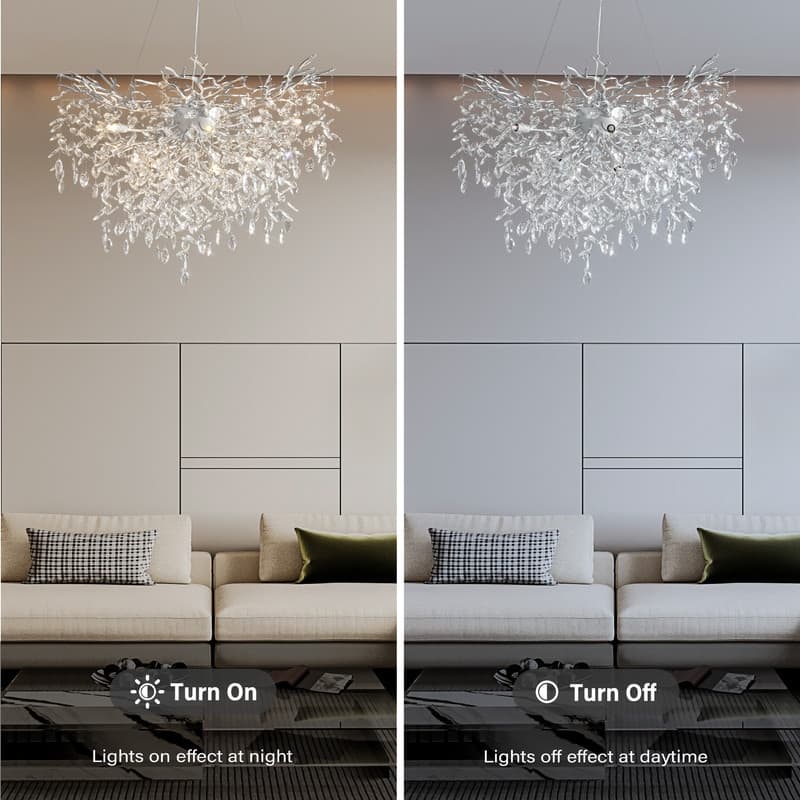 Modern Round Branch Crystal Chandelier, 600-1200mm Diameter, Marquise Cut Crystal Pendant Light