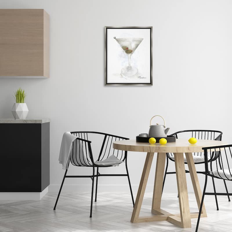 Stupell Soft Muted Martini Framed Floater Canvas Wall Art Design By Matthew Piotrowicz