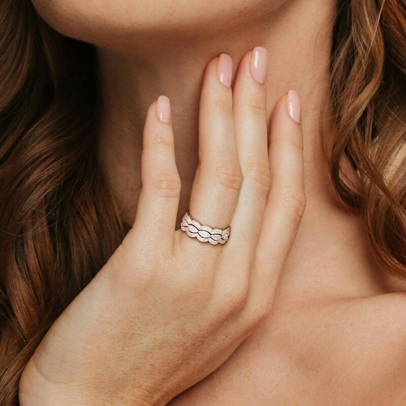 Miadora 1/2ct TDW Diamond Stackable Ring Set in 14k White Gold
