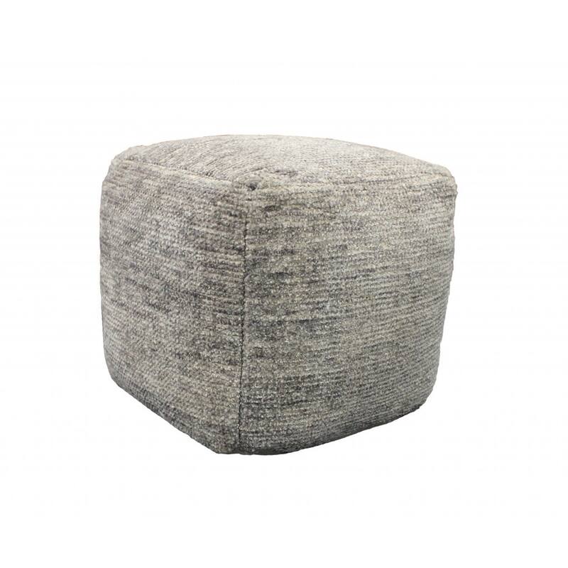 HomeRoots 18" Gray Wool Cube Pouf Ottoman