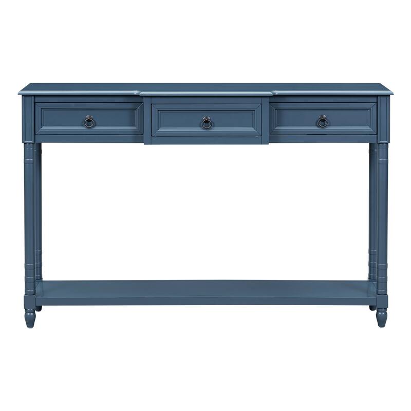 Console Table Sofa Table with Drawers for Entryway with Projecting Drawers and Long Shelf