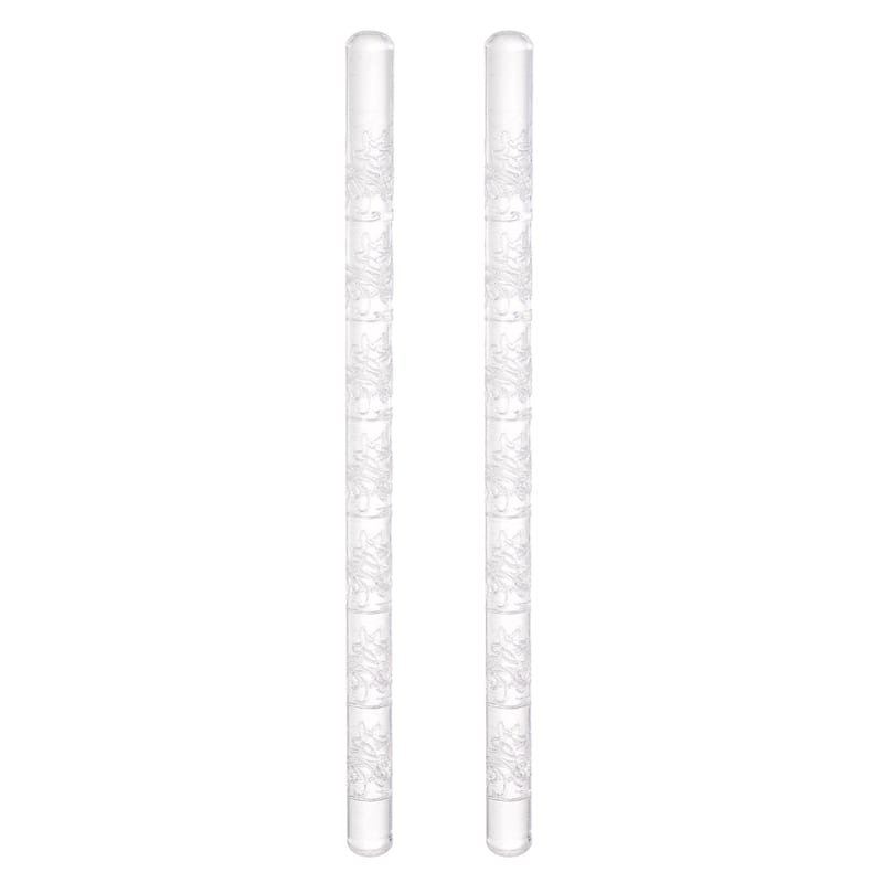 2pcs Acrylic Embossed Rolling Pin 16cm x 1cm Flower Pattern - Transparent