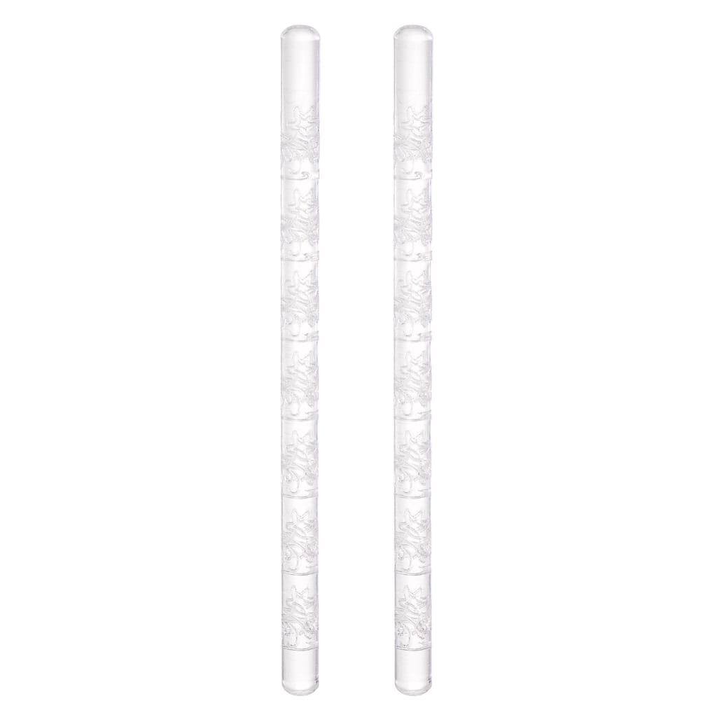 2pcs Acrylic Embossed Rolling Pin 16cm x 1cm Flower Pattern - Transparent