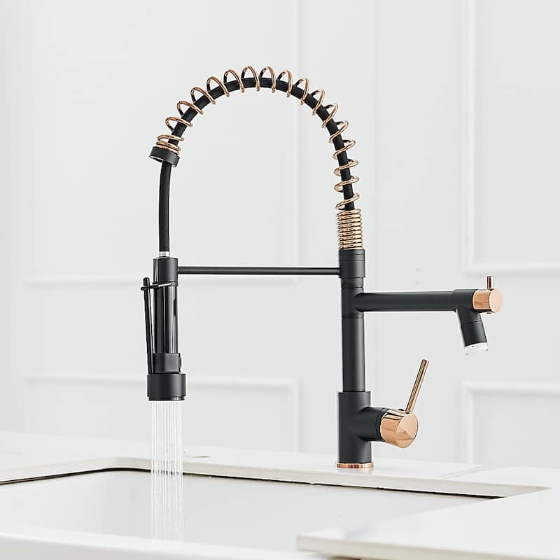 2-Spout Single-Handle Kitchen Faucet with LED Light