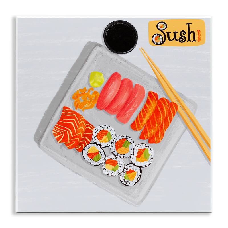 Stupell Delicious Sushi Plate Wall Plaque Art Design By Juliet Rose Philips - 12 x 12