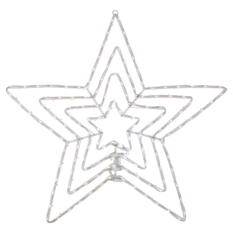 24" LED Lighted Layered Stars 8 Function Christmas Window Silhouette