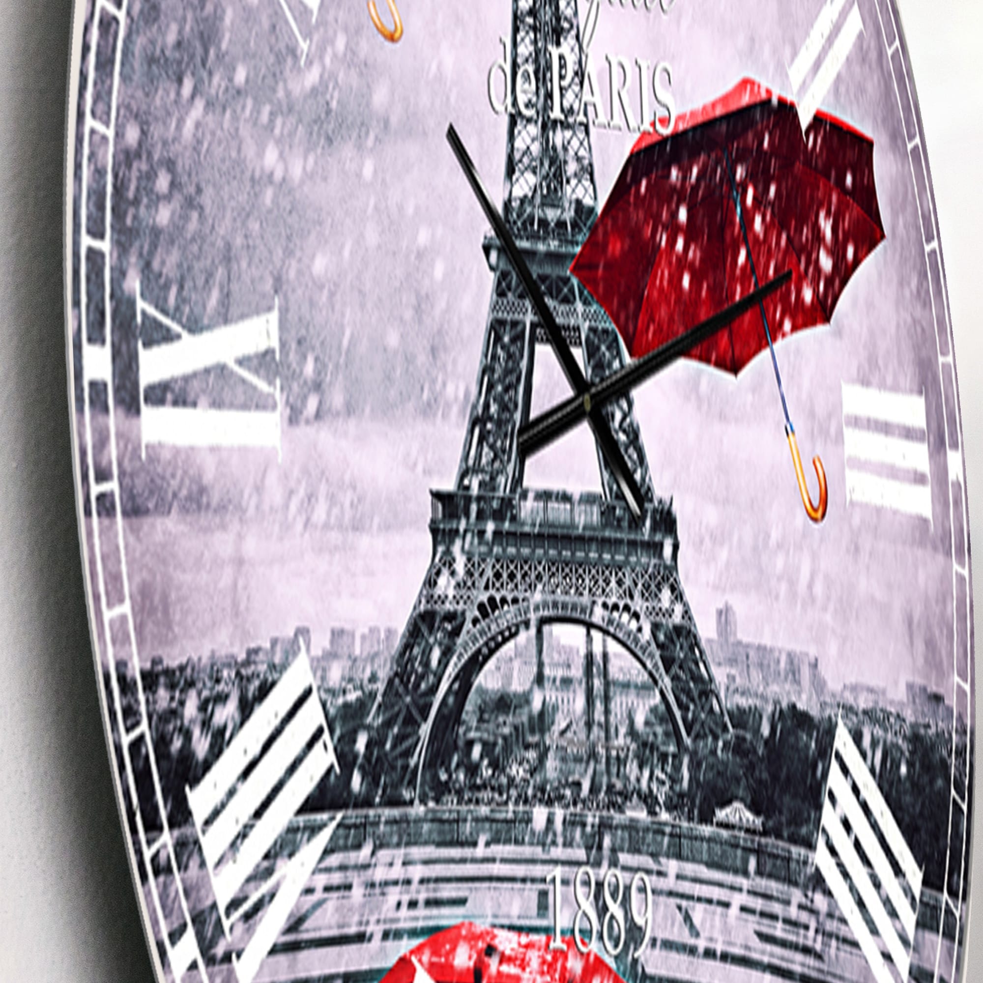 Designart Flying Umbrella and Eiffel Tower Cityscape Wall Art-image