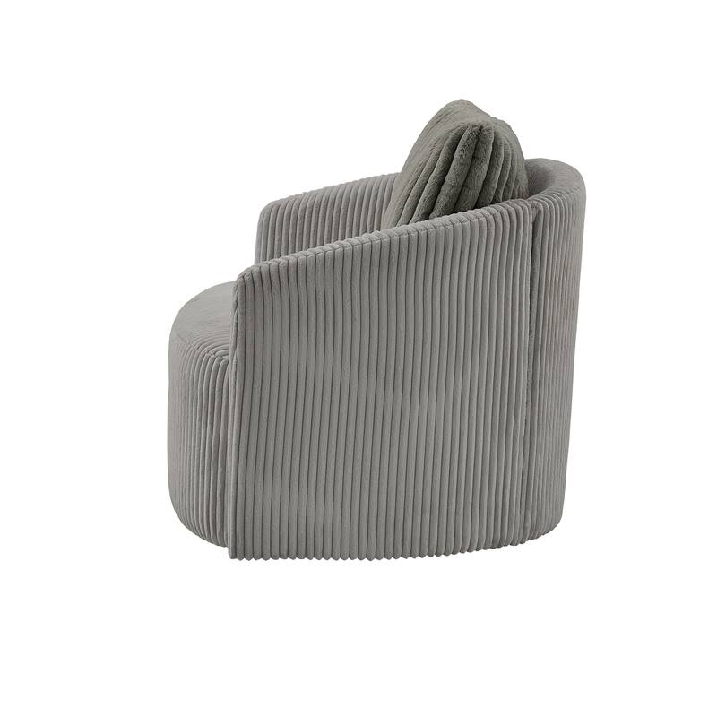 Sligo Oversized Wale Corduroy Swivel Accent Chair with Furry Channel Pillow and Ottoman by iNSPIRE Q Bold