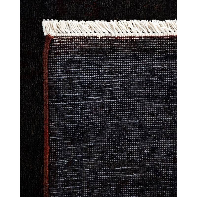 Overton Hand Knotted Wool Vintage Inspired Modern Contemporary Overdyed Brown Runner Rug - 2' 7" x 17' 9"