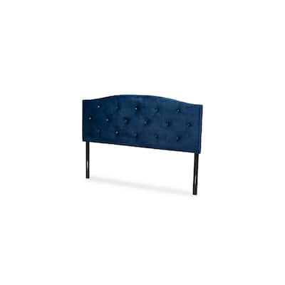 Velvet Headboard Full Size, Navy Blue Upholstered Bed Frame, Baroque Design, Button Tufted Bedroom Decor