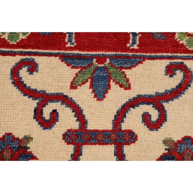 Traditional Kazak Accent Rug Hand-Knotted Floral Wool Carpet - 2'9" x 4'0"