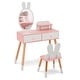 preview thumbnail 20 of 18, Gymax Kid Vanity Set Makeup Table Stool with Drawer Shelf Wood Leg