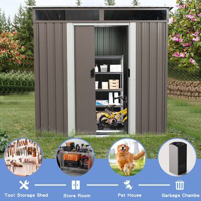 Garden Tool Storage ABS Storage Shed with Sliding Doors and 4 Punched Vents
